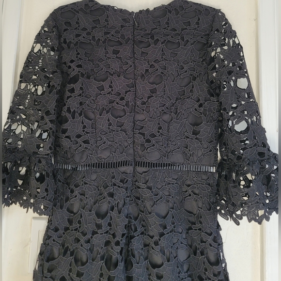 New Love X Design Jet Black Bell Sleeve Lace Mini Dress Fit And Flare Medium - Picture 11 of 16